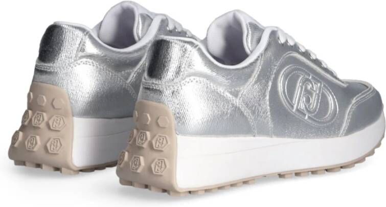 Liu Jo Metallic Platform Sneakers met Maxi Logo Gray Dames