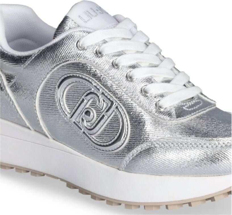 Liu Jo Metallic Platform Sneakers met Maxi Logo Gray Dames