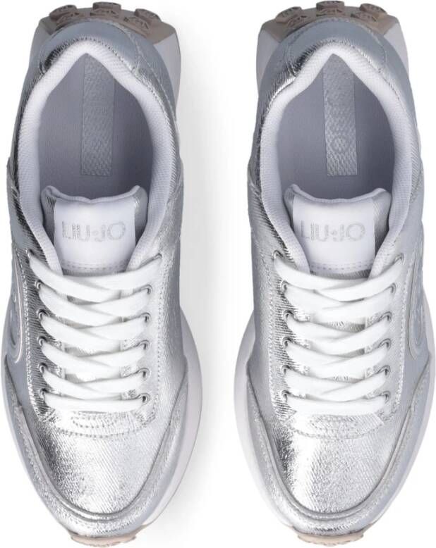 Liu Jo Metallic Platform Sneakers met Maxi Logo Gray Dames