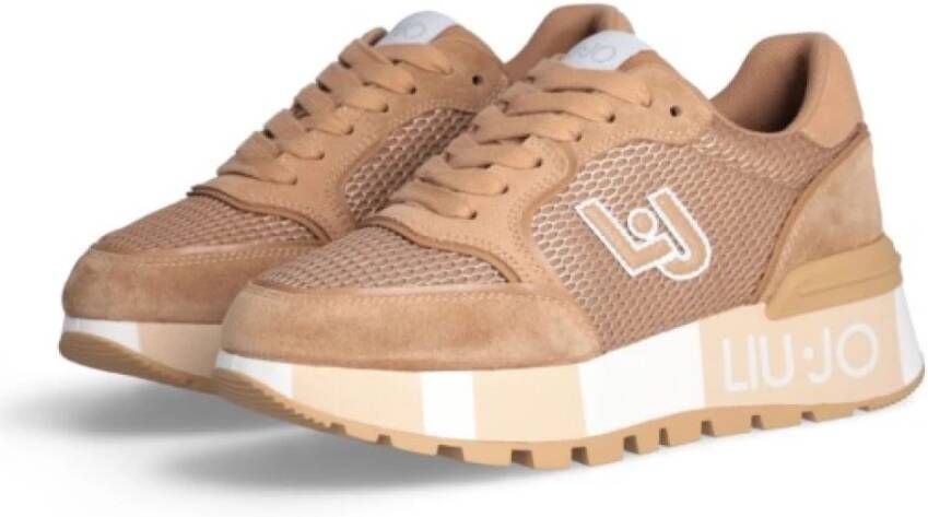 Liu Jo Metallic Suède Sneaker met Veters Brown Dames