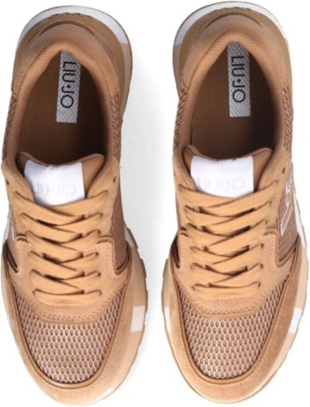 Liu Jo Metallic Suède Sneaker met Veters Brown Dames