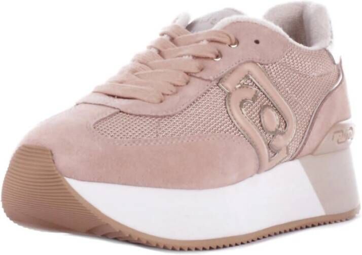 Liu Jo Roze Sport Sneakers Logo Suède Mesh Pink Dames