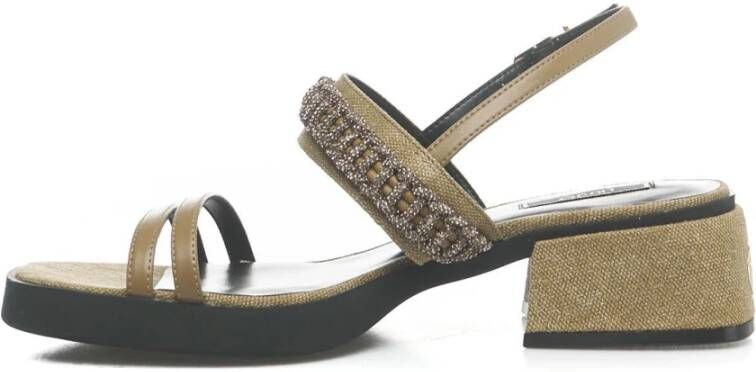 Liu Jo Strass Platte Sandalen met Glitterdetails Green Dames