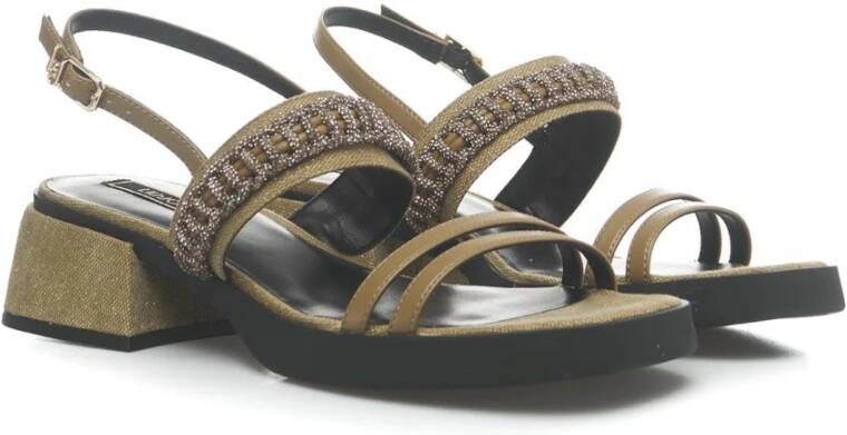 Liu Jo Strass Platte Sandalen met Glitterdetails Green Dames