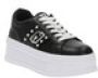 Liu Jo Zwarte Leren Selma 04 Schoenen met Glitter en Zilveren Details Black Dames - Thumbnail 2