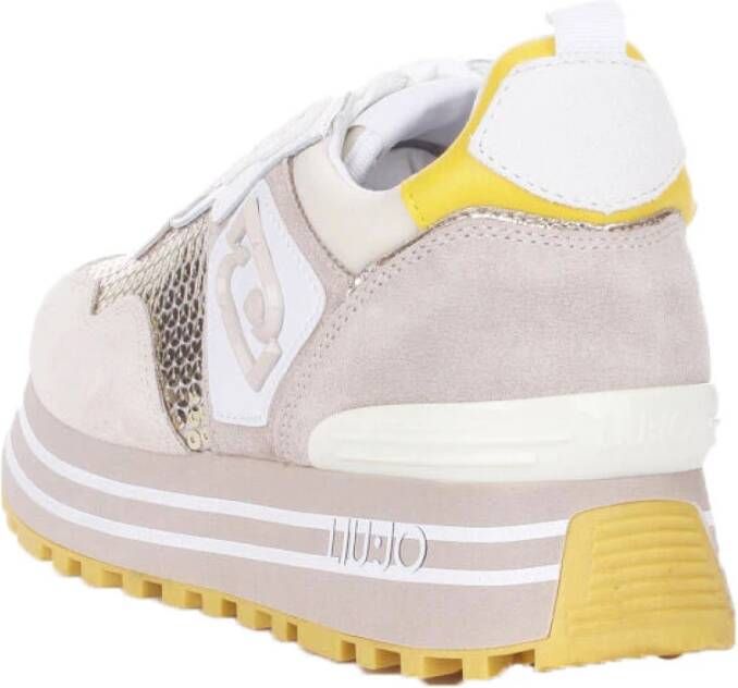 Liu Jo Leren Sneakers met Pailletten Beige Dames