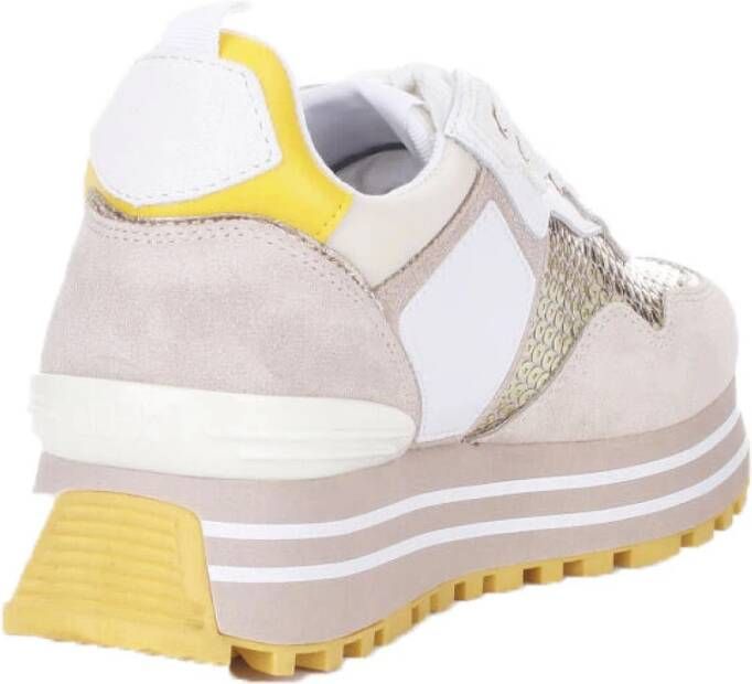 Liu Jo Leren Sneakers met Pailletten Beige Dames