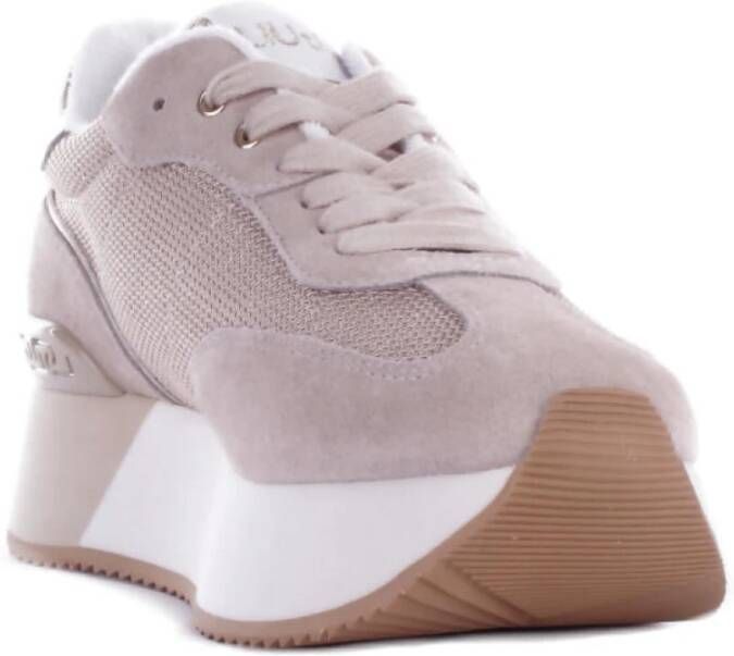 Liu Jo Sportieve Suède Sneakers met Mesh Details Beige Dames