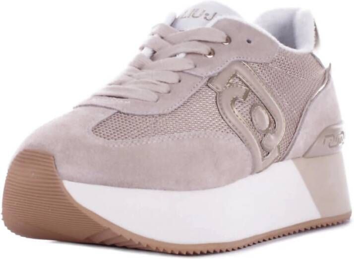 Liu Jo Sportieve Suède Sneakers met Mesh Details Beige Dames