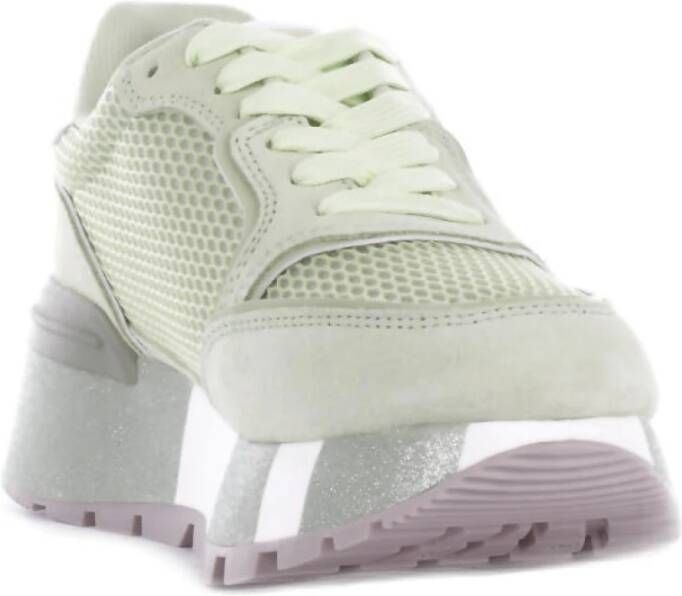 Liu Jo Sportieve Suède Sneakers met Mesh Details Green Dames