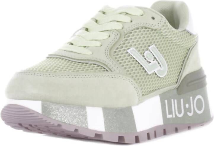 Liu Jo Sportieve Suède Sneakers met Mesh Details Green Dames