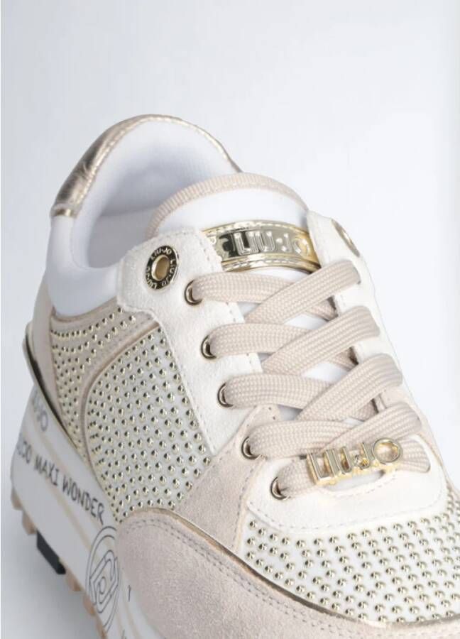 Liu Jo Studded Suede Platform Sneakers Beige Dames