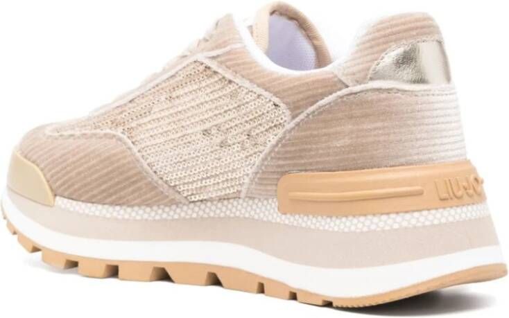 Liu Jo Velvet Corduroy Sequin Sneakers Beige Dames