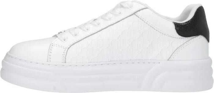 Liu Jo Witte Leren Sneaker met Reliëf Logo White Dames