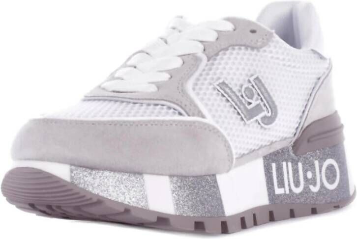 Liu Jo Witte Sport Sneakers Logo Suède Mesh White Dames