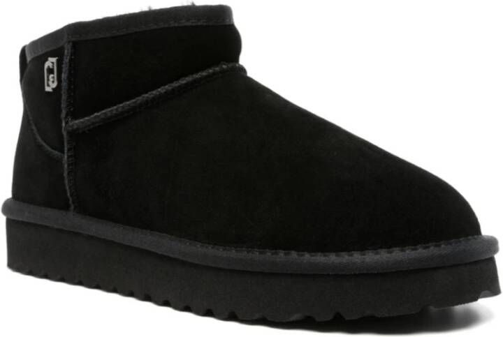 Liu Jo Zwarte Faux-Shearling Enkellaarzen Black Dames