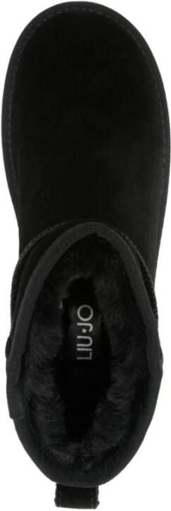 Liu Jo Zwarte Faux-Shearling Enkellaarzen Black Dames