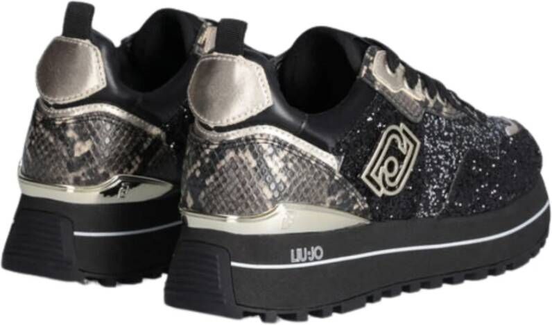 Liu Jo Zwarte Glitter Platte Schoenen Black Dames