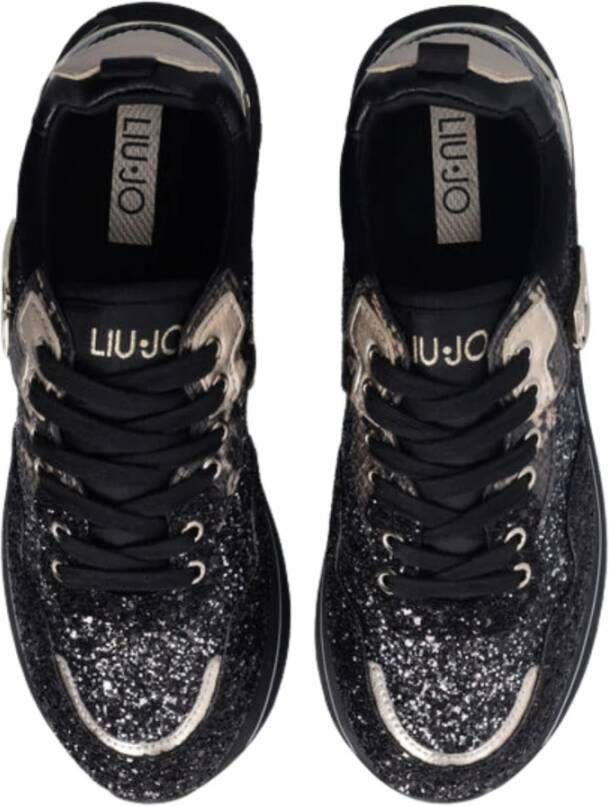 Liu Jo Zwarte Glitter Platte Schoenen Black Dames