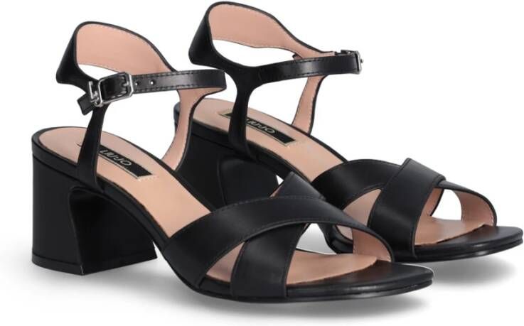 Liu Jo Zwarte Leren Sandalen Black Dames