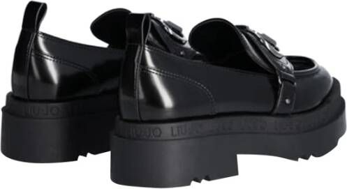 Liu Jo Zwarte platte schoenen met metalen logotoebehoren Black Dames