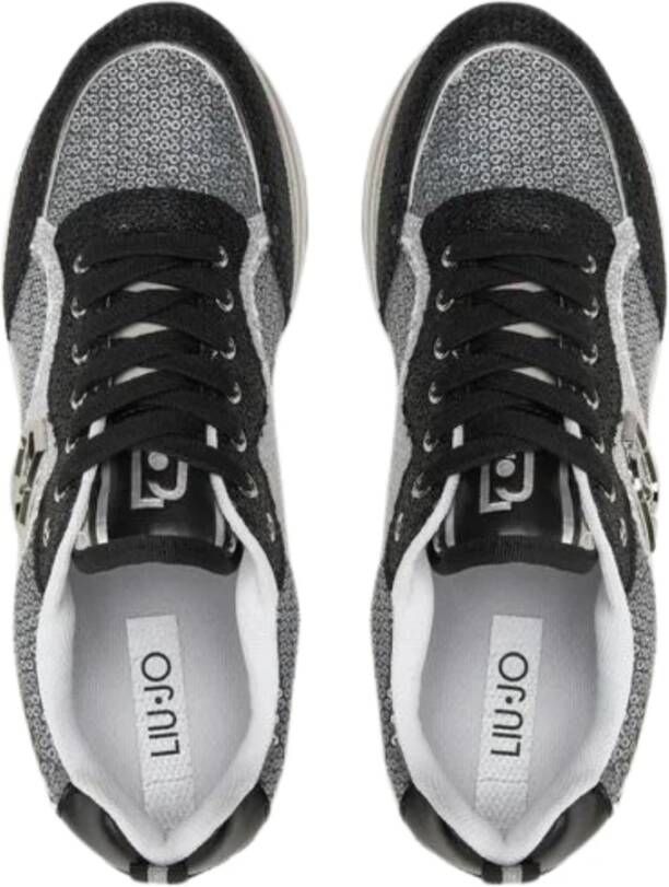 Liu Jo Zwarte platte schoenen met micro pailletten Black Dames