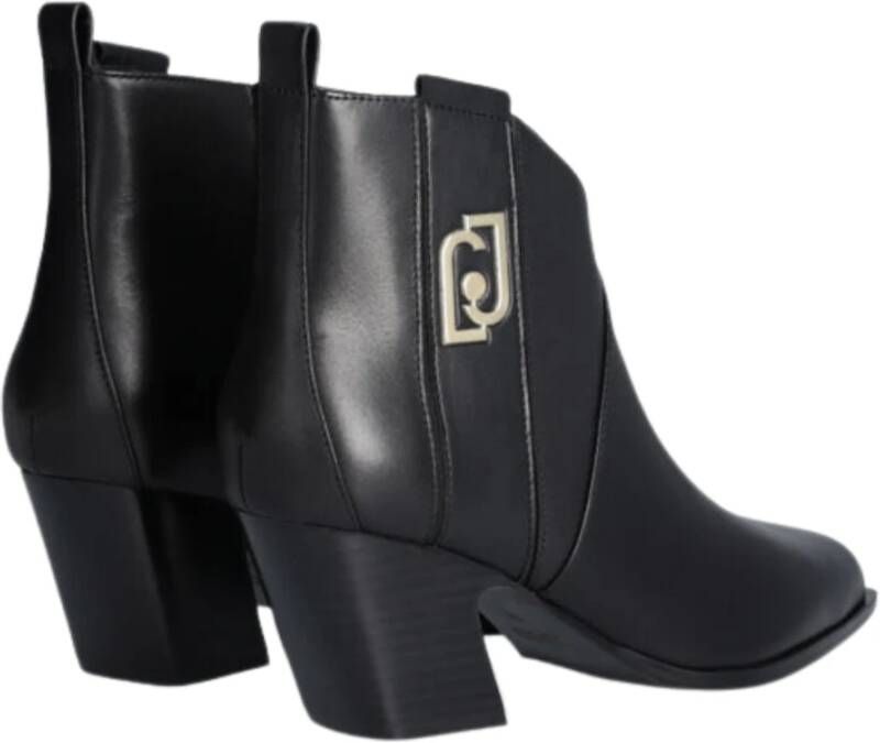 Liu Jo Zwarte Platte Schoenen Texano Leer Black Dames