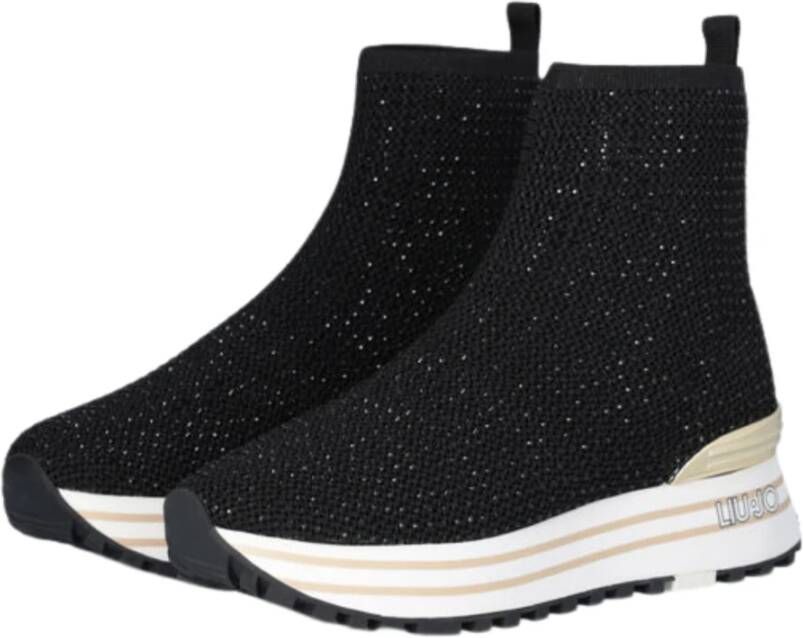 Liu Jo Zwarte platte sneakers met pailletten Black Dames