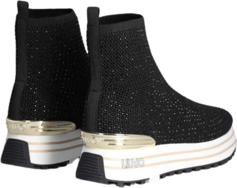 Liu Jo Zwarte platte sneakers met pailletten Black Dames