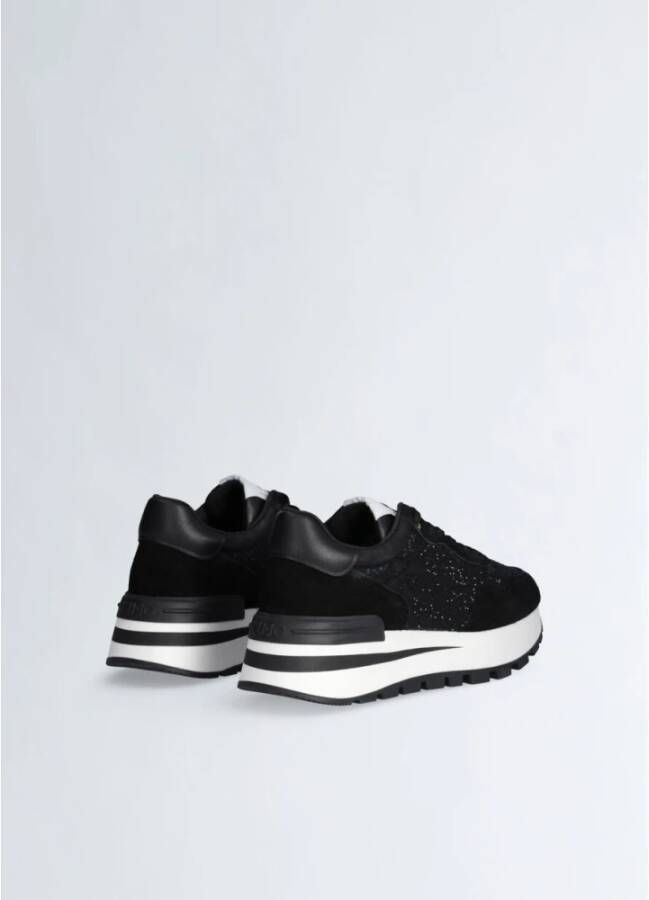 Liu Jo Zwarte sneakers met strass logo Black Dames