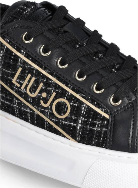 Liu Jo Zwarte Tweed Sneakers met Logo Black Dames