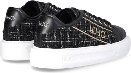 Liu Jo Zwarte Tweed Sneakers met Logo Black Dames