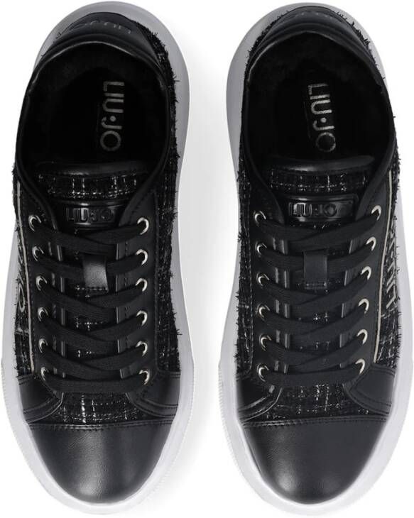 Liu Jo Zwarte Tweed Sneakers met Logo Black Dames