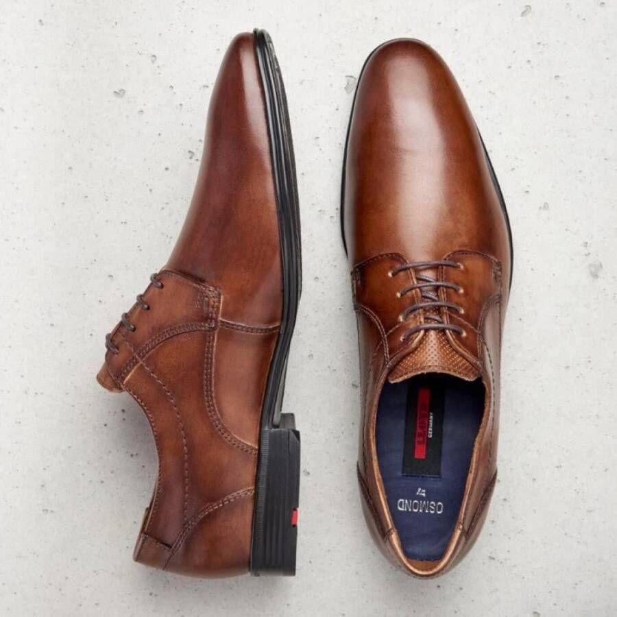 Lloyd Stijlvolle Cognac Leren Derby Schoenen Brown Heren