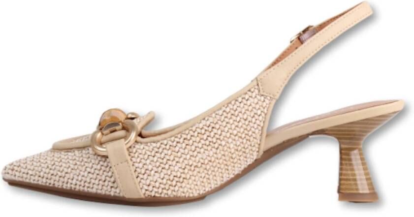 Lodi Leren en stoffen slingback pumps met raffia-effect Beige Dames