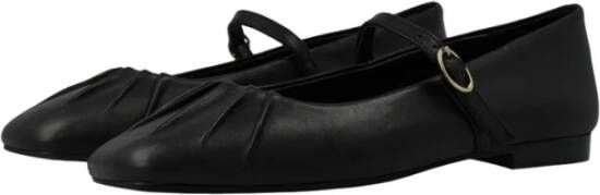 Lodi Zwarte leren jurkflats Black Dames