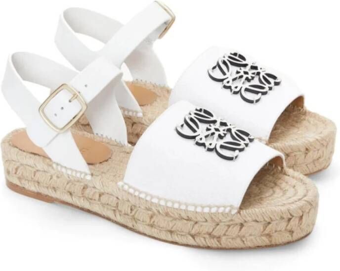 Loewe Anagram Leren Platte Sandalen White Dames