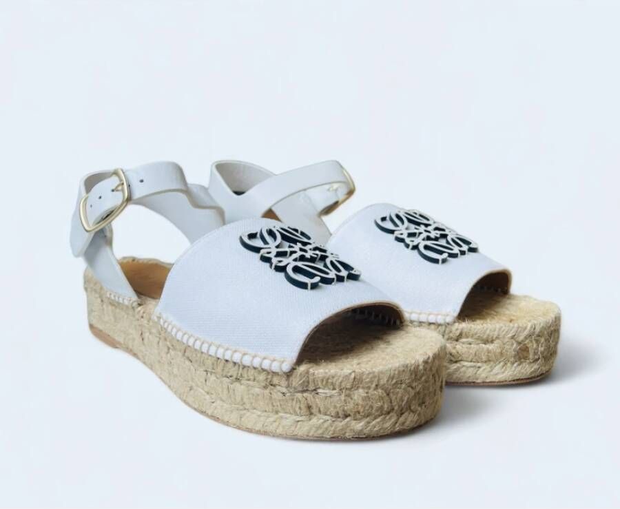 Loewe Anagram Leren Platte Sandalen White Dames