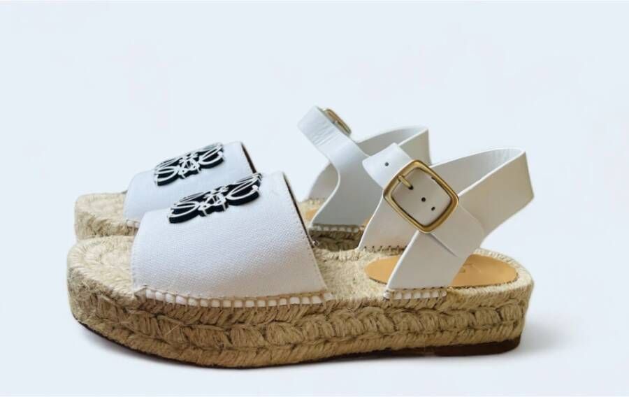 Loewe Anagram Leren Platte Sandalen White Dames