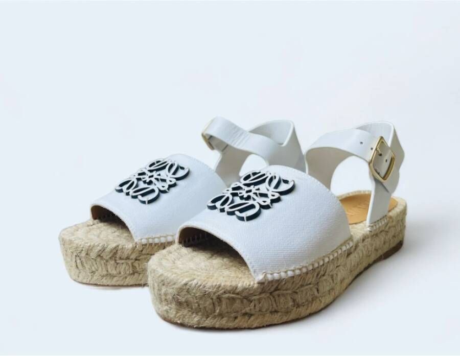 Loewe Anagram Leren Platte Sandalen White Dames