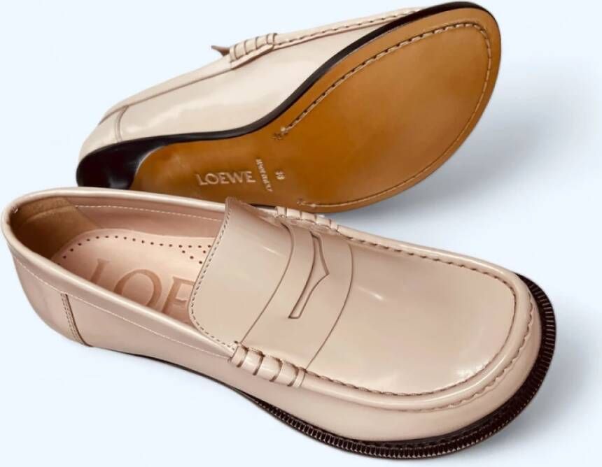 Loewe Beige Leren Loafers Beige Dames