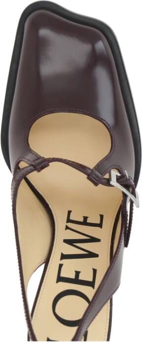 Loewe Bordeaux Geborsteld Leren Slingback Hakken Purple Dames