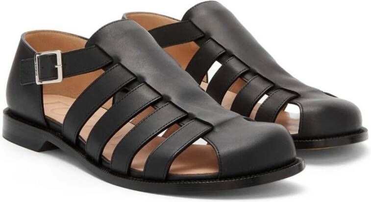 Loewe Leren sandalen met enkelband Black Heren