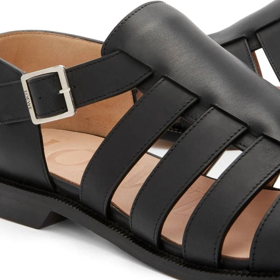 Loewe Leren sandalen met enkelband Black Heren