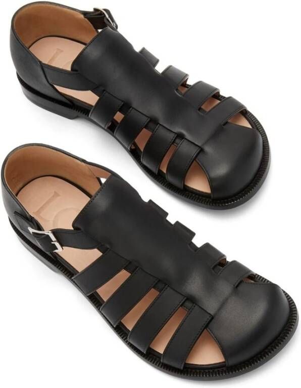 Loewe Leren sandalen met enkelband Black Heren