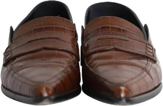 Loewe Pre-owned Leather flats Brown Dames