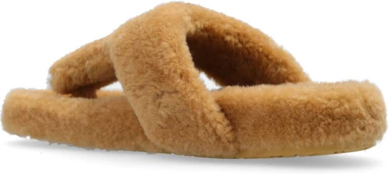 Loewe Shearling flip-flops Brown Dames