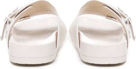 Loewe Witte Geitenleren Slide Sandalen met Anagram Gesp White Dames