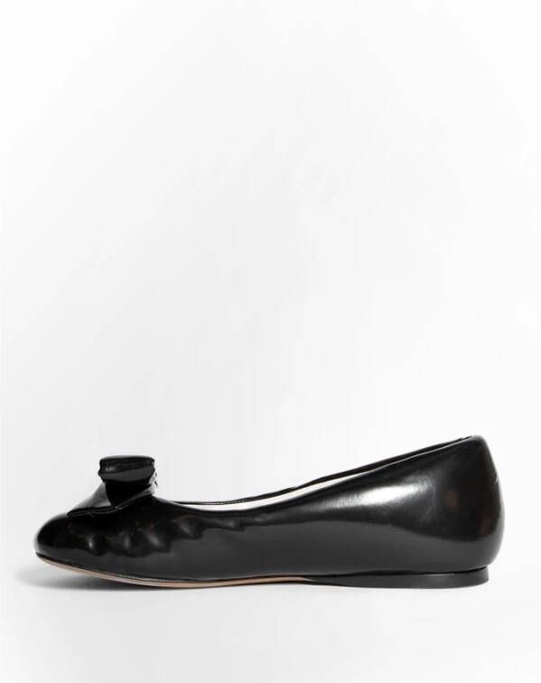 Loewe Zwarte Glanzende Lamsvacht Gevoerde Strik Ballerina Black Dames