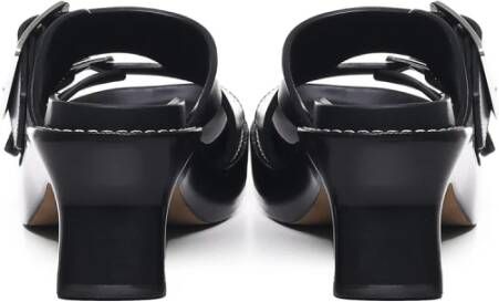 Loewe Zwarte Leren Vierkante Tip Sandalen Black Dames